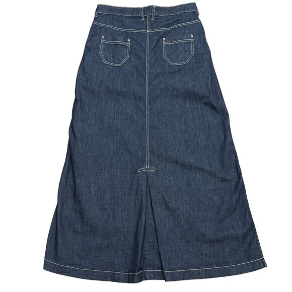 Benetton Paneled Denim Maxi Skirt, Blue 42 (12) - Picture 2 of 9